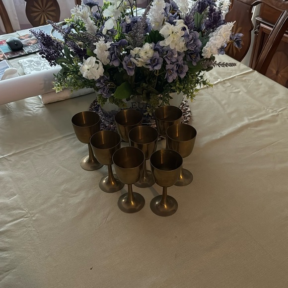 Brass wine goblets. Set of 8. Perfect Shape!  NWOT - Picture 2 of 2